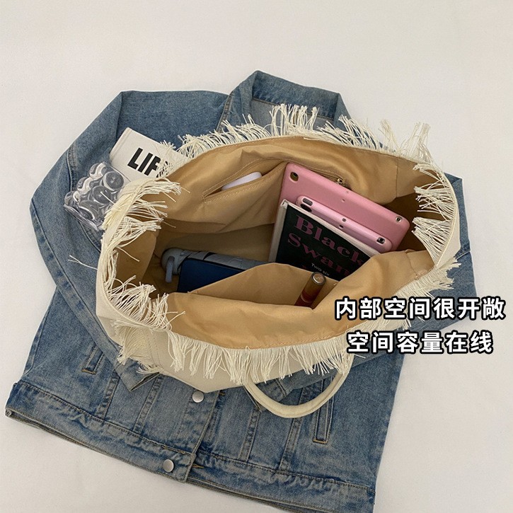 Bolsa de lona portátil con bordas personalizadas logotipo de alto nivel bolso especial bolso de mujer de viaje de gran capacidad bolso de bordas image 4