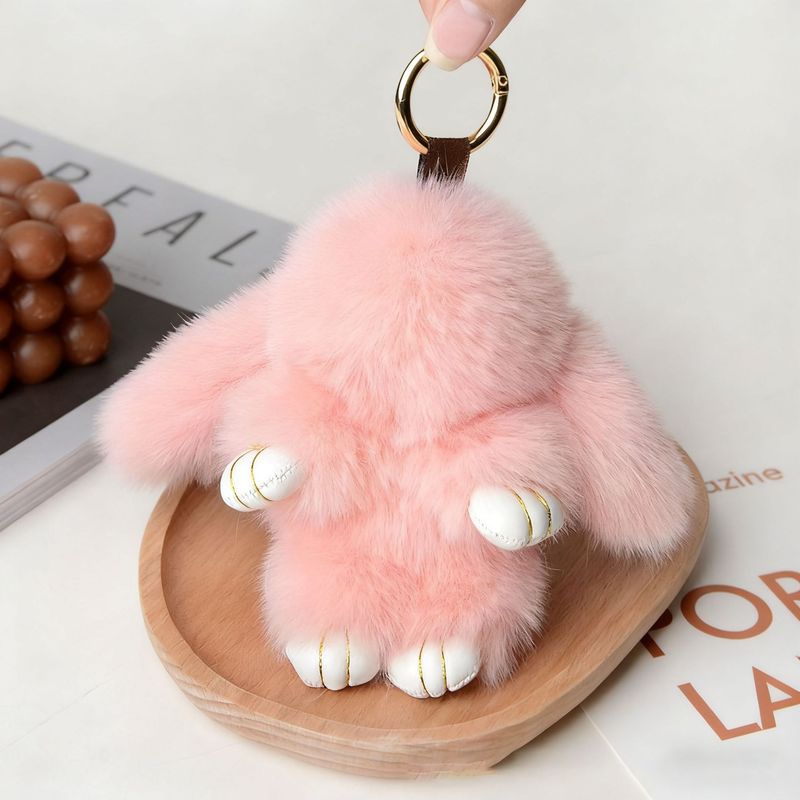 小さなウサギの毛皮ミニチュア装飾品、ウサギの毛皮バッグチャーム、ふわふわで可愛いランドセル、車のキーホルダー飾り|undefined