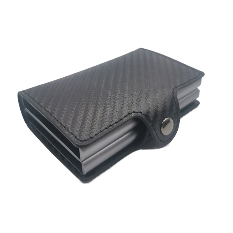 Comercio exterior transfronterizo RFID titular de la tarjeta de metal de aluminio de doble capa PU caja de tarjeta cardwallet anti-desgaussing láser LOGO