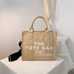 跨境斜挎手提帆布包女2025TOTE BAG新款单肩三排字母大容量托特包