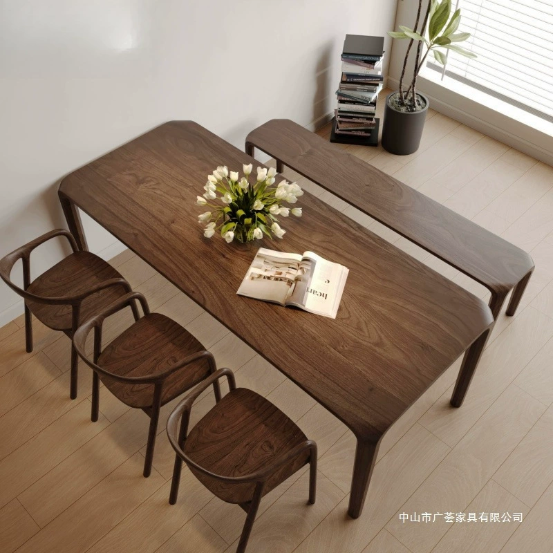 Американский обеденный стол из цельного дерева, прямоугольный большой стол, обеденный стол со вставками и шипами, легкий роскошный современный стол, домашний чайный столик, обеденный стол из бревен