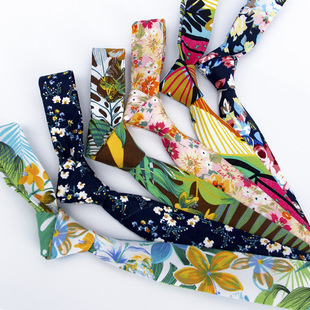 New Nature Flower Tie Polyester Cotton Printing Origin Supply Tie Men's Casual Shirt Accessories Tie