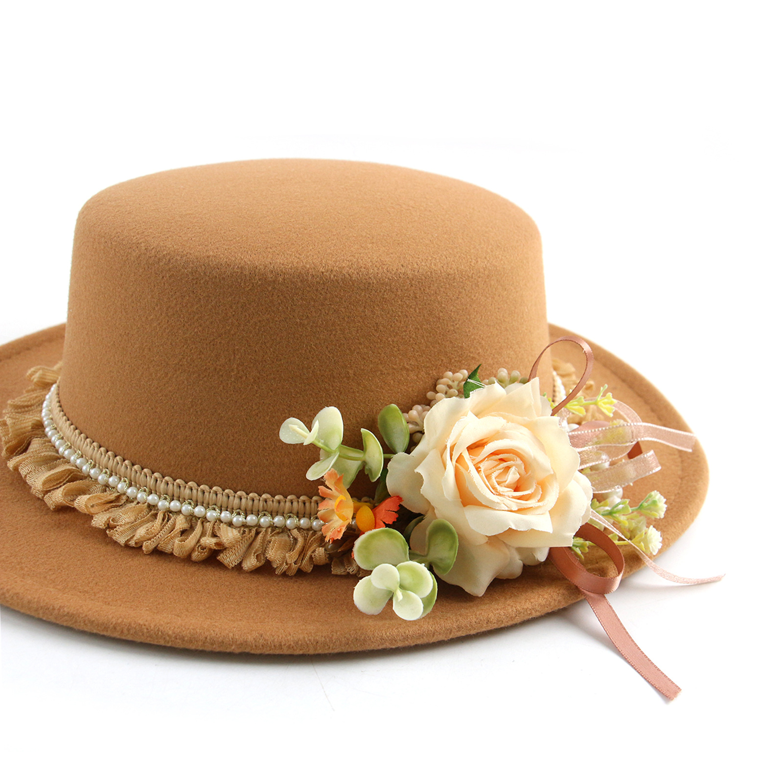 Cappello da cowboy donna a tesa larga con nastro floreale chic_voghion.com