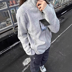 鸟家25早秋新款纯色户外休闲运动夹克外套男女立领抓绒拉链开衫