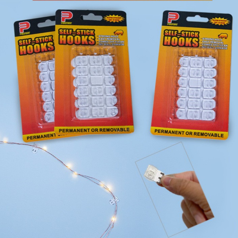 Cross-Border Transparent Traceless Extra Small Hook Lantern String Light Necklace Trinket Small Mini Sticky Hook Removable Wall Hook