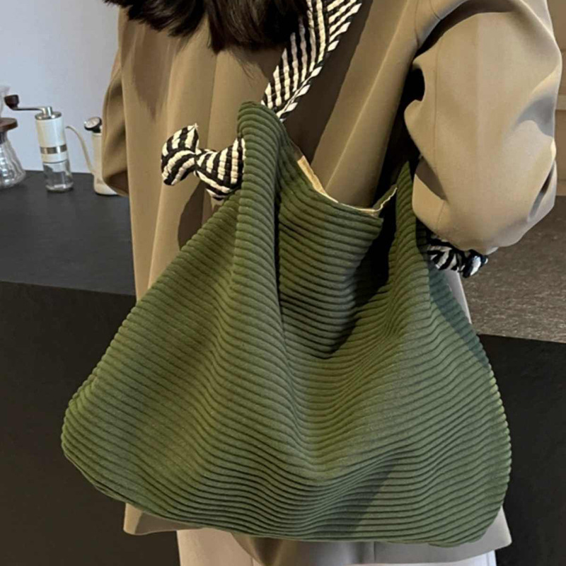 Túi tote vải canvas nữ cỡ lớn đi làm, đeo vai đơn kiểu mới mùa hè — Màu xanh lá