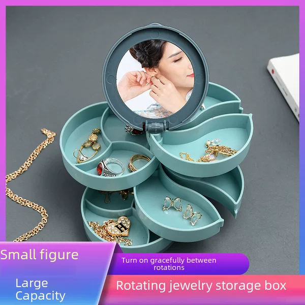 Rotating Jewelry Box Large Capacity Necklace Earrings Earrings Ring Jewelry Internet Celebrity Same Style Multi-Layer Storage Box