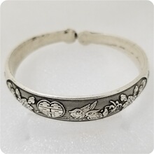 仿古同心双喜手镯合金材质 #SQ022