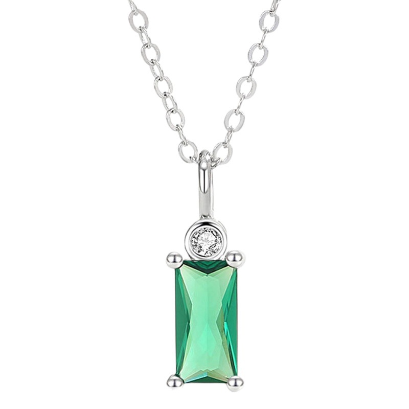 Retro 925 plata collar esmeralda cuadrado circón collar artístico luz lujo estilo nicho diseño collar al por mayor
