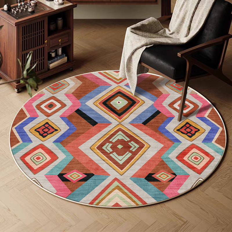 Retro alfombra redonda sala de estar estilo nacional persa almohadilla de silla anti-deslizante anti-sucio lujoso alfombra de dormitorio