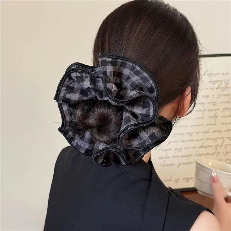 2026 nuevo estilo coreano super grande anillo de pelo intestino grande niñas de alto nivel de sensación de cabello de flores cuerdas de cabello de cordón de goma adornos para el cabello