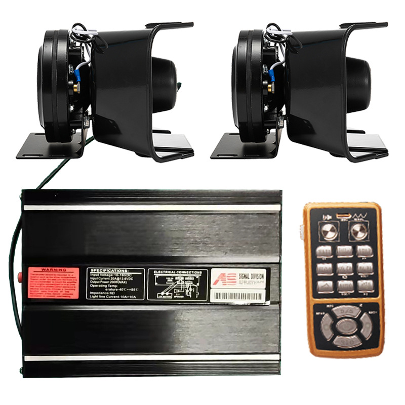 Wireless siren 400W loudspeaker high-pitched alarm amplifier AS7200M-2 + round speaker