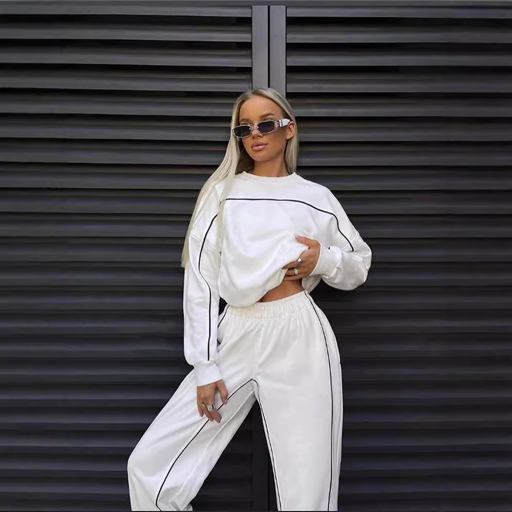 Women's Sports Suit Fashion Street Wear Long Sleeved Sweatshirt & Trousers Two Piece Leisure Set_ecoleips.com