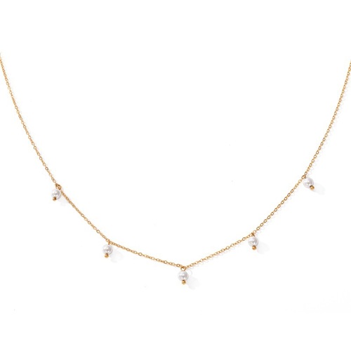 eManco Stainless Steel Necklace Imitation Pearl Tassel Necklace Women's Short Necklace Wholesale