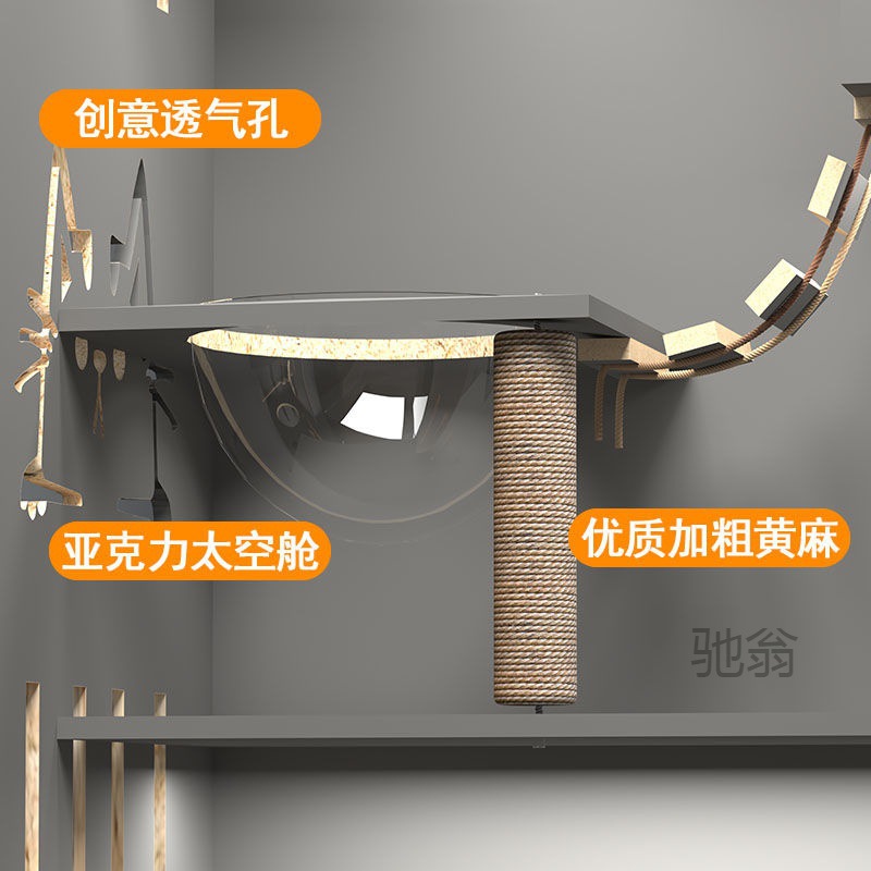 麓f貓別墅實木貓籠子家用室內雙層貓櫃貓房貓窩家用室內一體貓咪