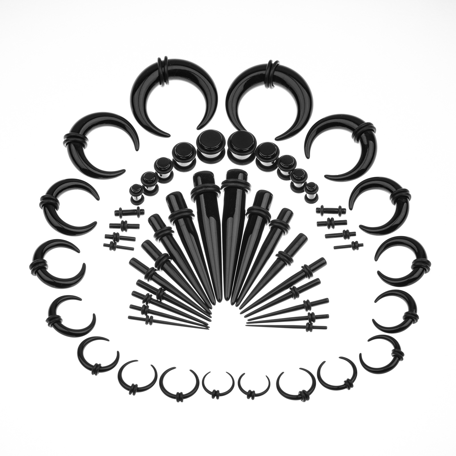 Amazon cuerno oído expansor traje acrílico señaló cono cuerno aurícula traje Crescent oído expansor 54 unidades un paquete