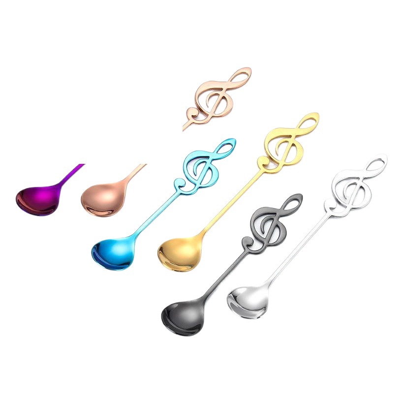 Nota de color creativo transfronterizo 304 vajilla de acero inoxidable cuchara neta té de leche de café rojo postre cabeza redonda cuchara mezcladora