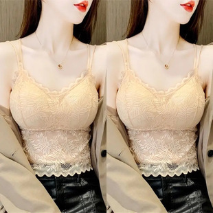 Charmenisha Butterfly Lace Beautiful Back Camisole with Bottoming Top Intimates Sexy Outer Wear Tube Top for Women