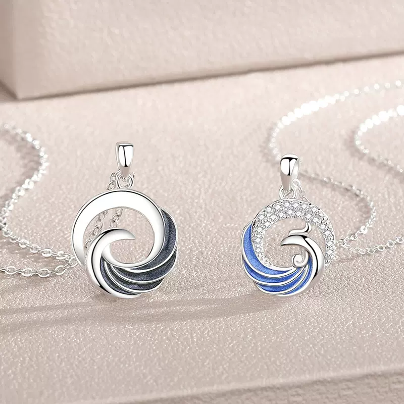 凤求凰情侣项链纯银复古几何镂空锁骨链国潮小众吊坠女