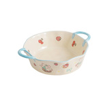 Пищевой дневник, милая миска в кремовом стиле, мультяшная керамическая миска для риса, ручная роспись, большая вместительная миска для еды с ложкой, оптовая продажа