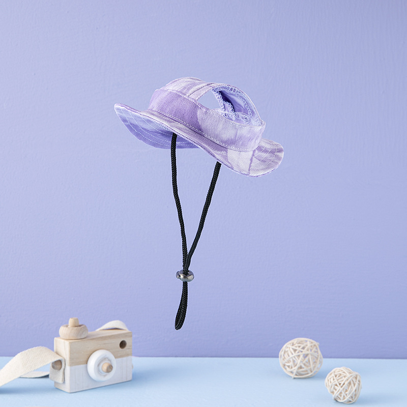 Mascota Linda oreja expuesta sombrero anti-caída ajustable cuenca sombrero protección solar sombra de sol perro anti-apriete oreja algodón princesa sombrero