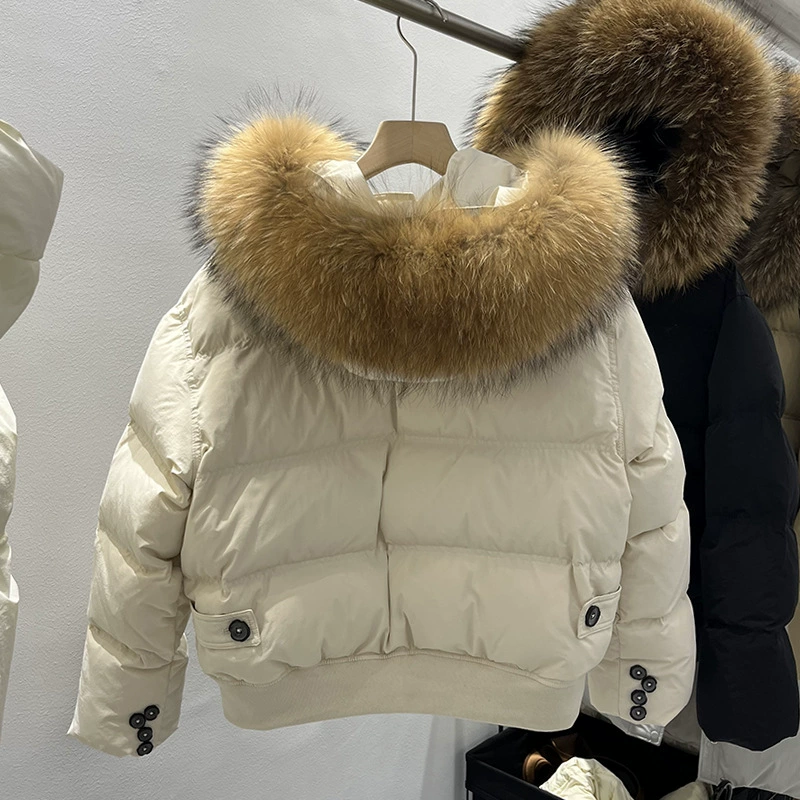 Down jacket, Korean style, oversize, increased thickness, fur‑trimmed hood