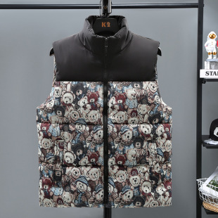 Cross-border plus size men's vest winter new cotton waistcoat trendy casual down cotton vest cotton-padded coat for men