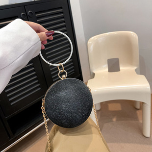 European and American Retro Handbags 2024 New Trendy Fashion Rhinestone Dinner Box Bag Mini Ball Chain Crossbody Bag