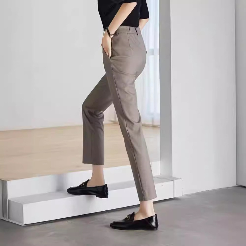 Commuter Smoke Tube Pants Women's Professional Pants 2024 Summer New All-match Fashion Nine-point Straight Casual Pants Thin