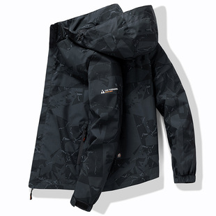 Autumn and Winter Hooded Jacket Men's Spring and Autum New DIY Pattern Outdoor Sports American Retro Jacket