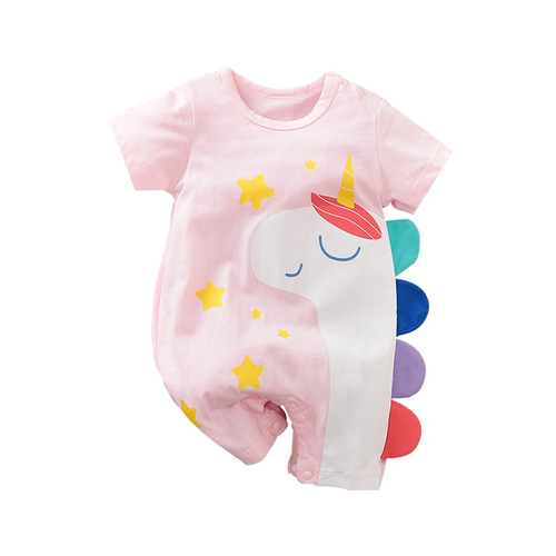 Baby one-piece summer Insta-style clothes for newborns, short-sleeve baby jacket, cute thin crawling suit, foreign trade.