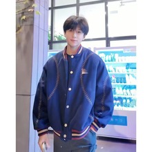 夹棉棒球服厚外套棉服男款秋冬季新款美式运动情侣棉衣羊毛呢袄女