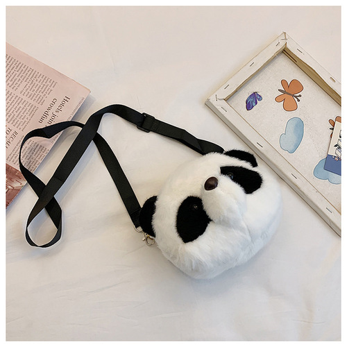 Cute crossbody bag for children birthday girl shoulder bag grab gift panda bag wholesale cartoon plush crossbody bag