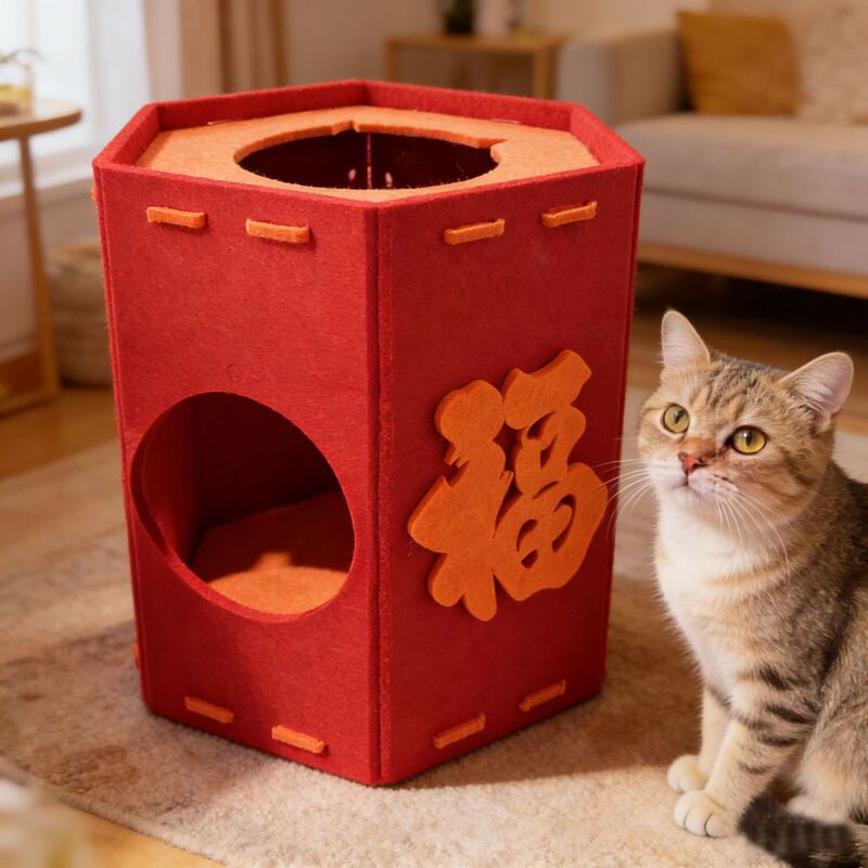 Cat Nest Donut Tunnel Enclosed Pet Nest Made of Felt, Removable and Washable with Zipper, Suitable for All Seasons
