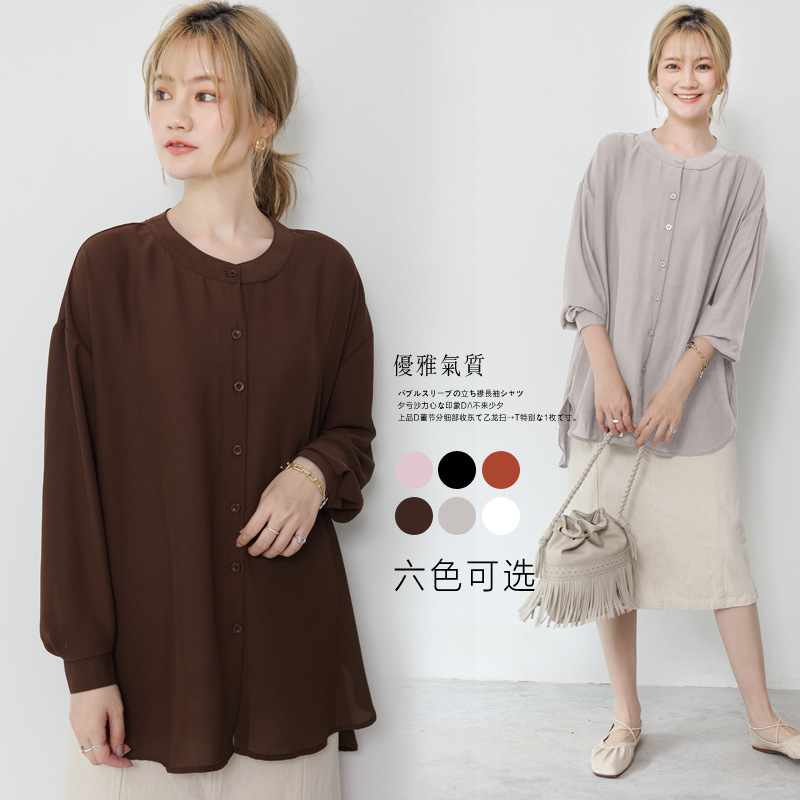 Spot 2022 Japanese and Korean New Women's Shirt Back Slit Shirt Women's Top Chiffon Shirt Spot 2022 Japanese and Korean New Women's Shirt Back Slit Shirt Women's Top Chiffon Shirt