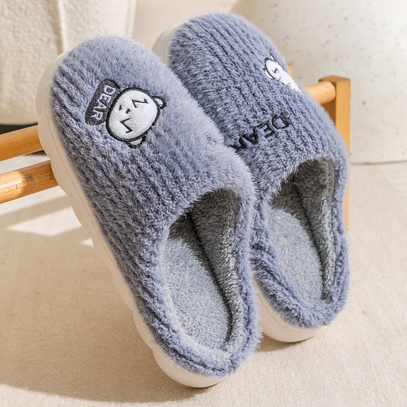 Pantuflas de algodón para mujer, nuevo estilo de otoño e invierno, antideslizantes para interiores, pantuflas cálidas para hombre, invierno.