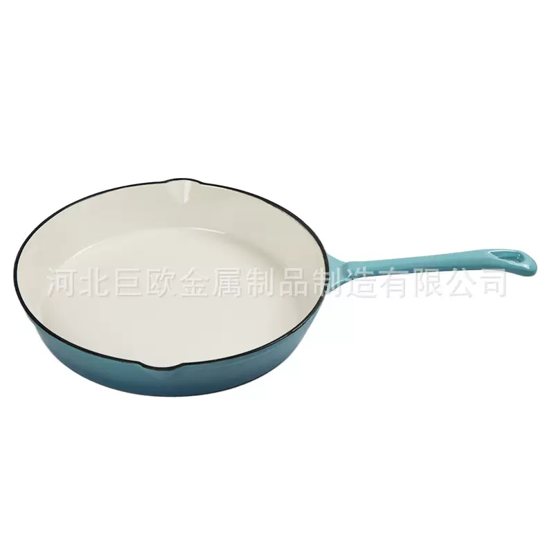 珐琅煎锅铸铁锅圆形平底锅蓝色搪瓷浅煎锅煎蛋锅迷你小煎盘