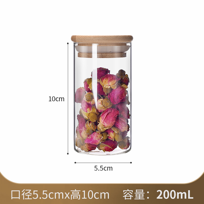 厂家直供玻璃密封罐厨房收纳罐茶叶罐木盖高硼硅玻璃罐密封储物罐|undefined