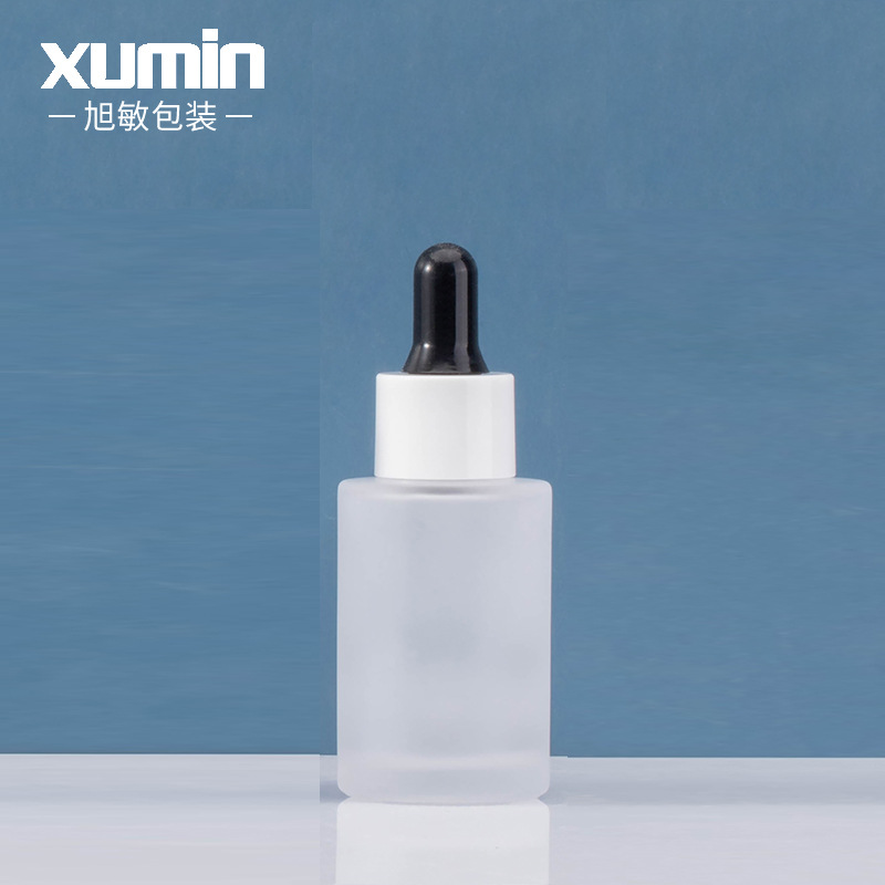 Xumin embalaje 30ml botella cuentagotas azul transparente vidrio esmerilado botella de aceite esencial esencia líquido sub-botella cabeza de goma blanca image 9