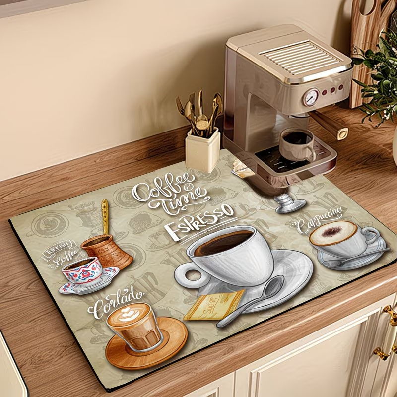 Almohadilla de drenaje de cafetera estadounidense transfronteriza, almohadilla antideslizante de absorción de agua de barro de diatomeas en la cocina, almohadilla antideslizante resistente al desgaste y cortable, almohadilla térmica en la Mesa image 14