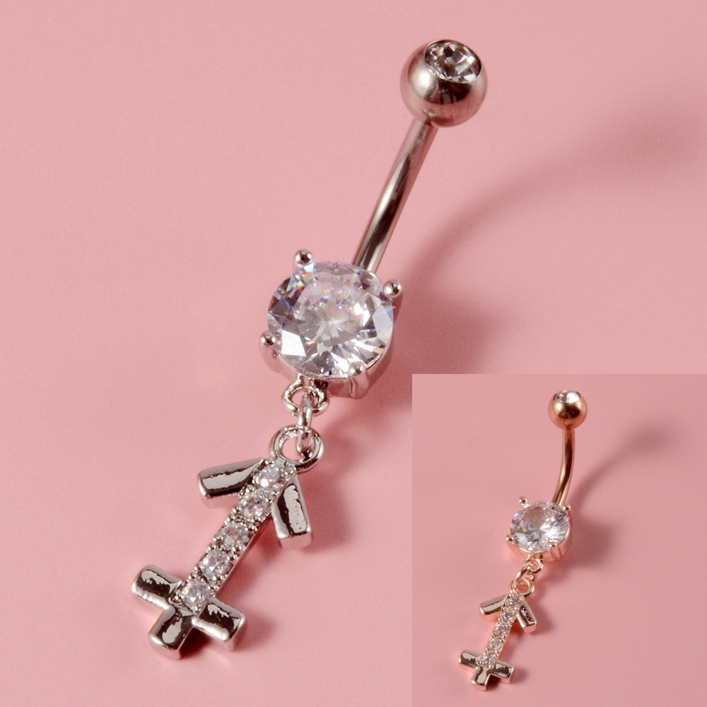 Fashion Constellation Stainless Steel Copper Inlay Zircon Belly Ring 1 Piece display picture 3