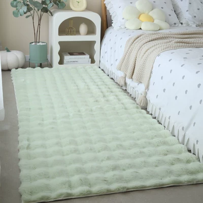 Cream Style Scandinavian Plush Winter: Car Carpet - green-upgraded-rabbit-fur-bubble-velvet-50160cm