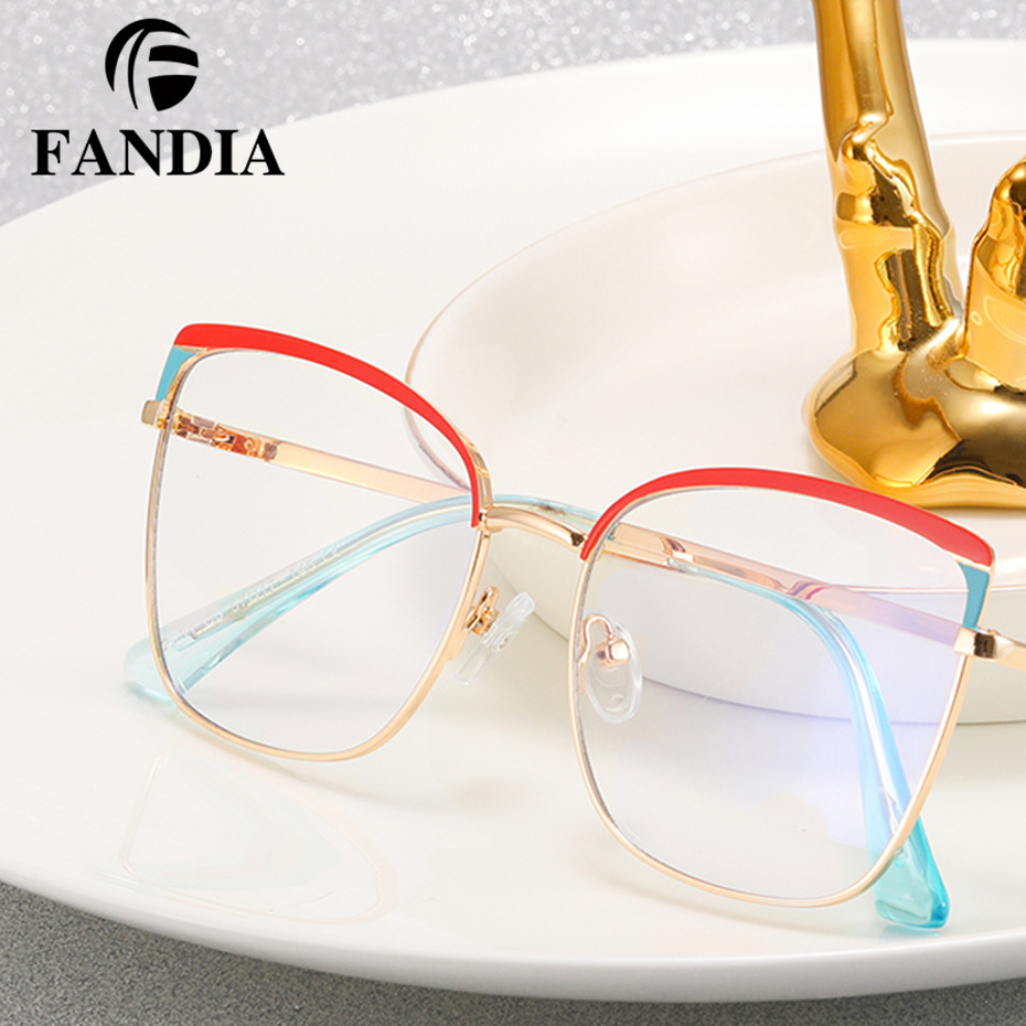 82051 artístico retro gafas de miopía marco hombres y mujeres gafas lisas caja de metal anti-azul gafas de luz con gafas de miopía