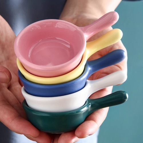 Household Condiment Plate Mini Japanese Handle Creative Ceramic Soy Sauce Vinegar Salad Tomato Sauce Dipping Tray
