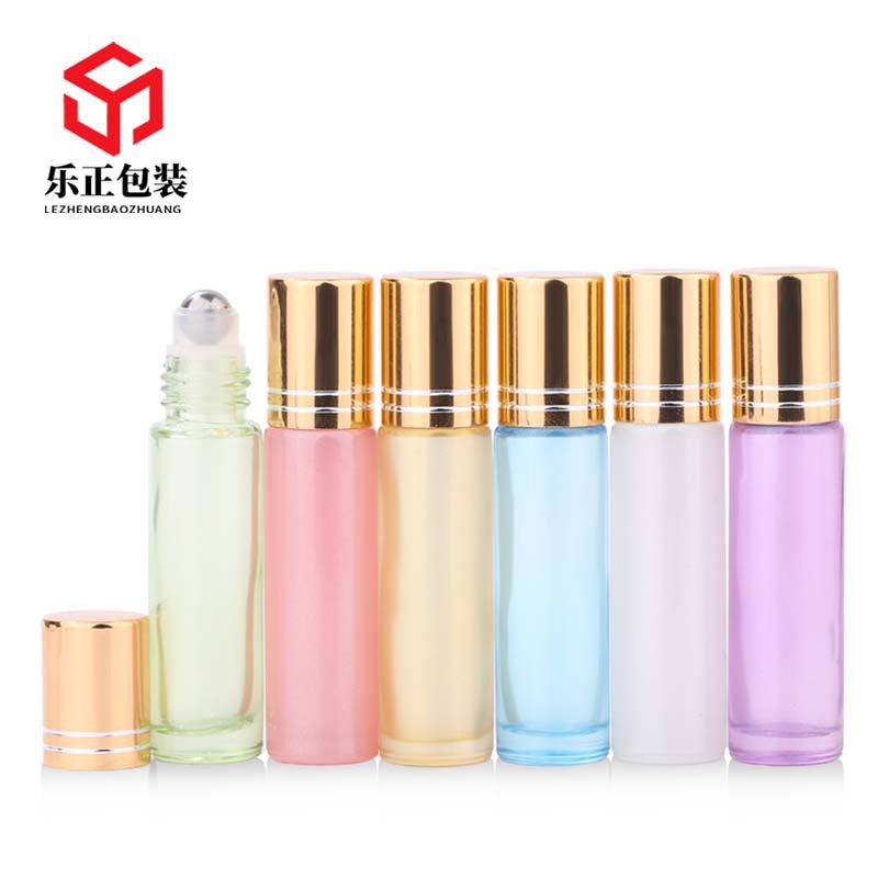 批发10ml彩色滚珠瓶走珠瓶分装瓶玻璃瓶空瓶精油瓶玻璃香水瓶子瓶