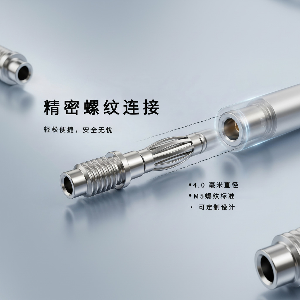 4.0mm灯笼螺纹香蕉插头铜M5金属配件测试插针铜件公头接线端子