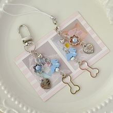 蓝色系爱心小狗手机链百搭书包挂饰咕本拍立得相机耳机包挂件包挂