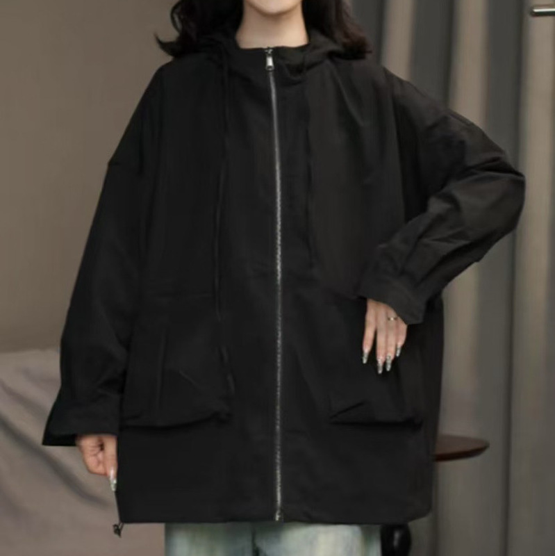 连帽冲锋衣 2025秋季新款 休闲时尚拉链上衣女宽松大码外套85067|undefined