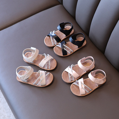 2021夏季新款女童涼鞋水鑽露趾公主鞋韓版兒童鞋軟底寶寶學步鞋潮