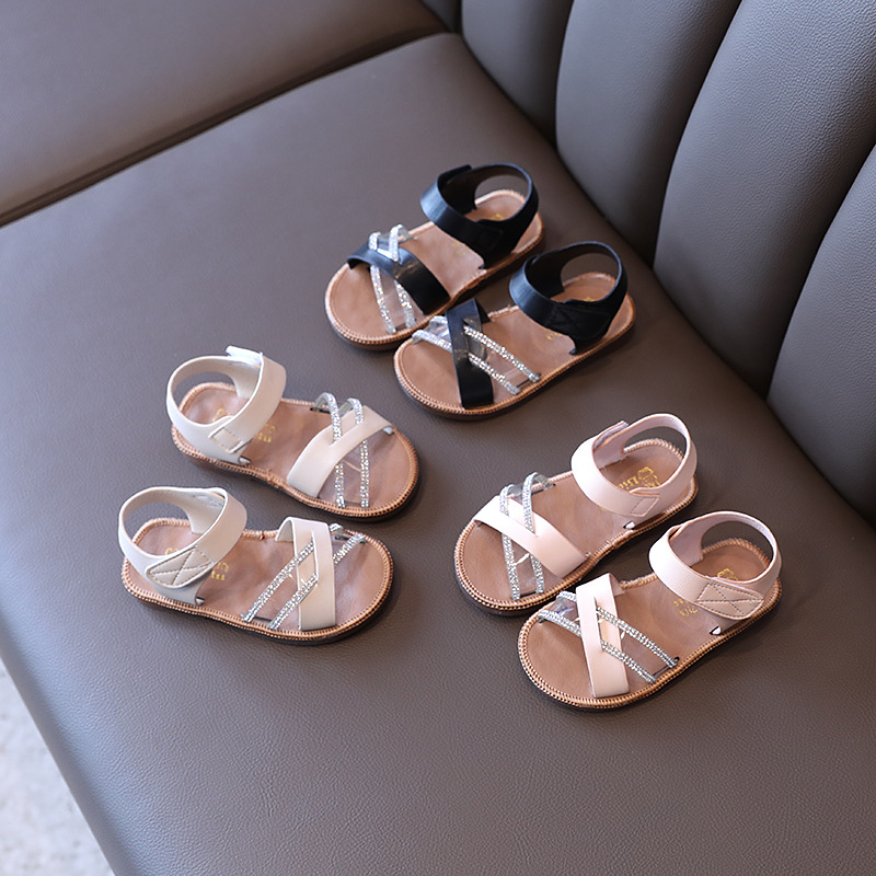 2021夏季新款女童涼鞋水鑽露趾公主鞋韓版兒童鞋軟底寶寶學步鞋潮